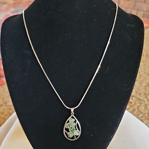 Conemara Irish Teardrop Clover Sterling Silver Pendant And 925 Itlay Chain 16gs
